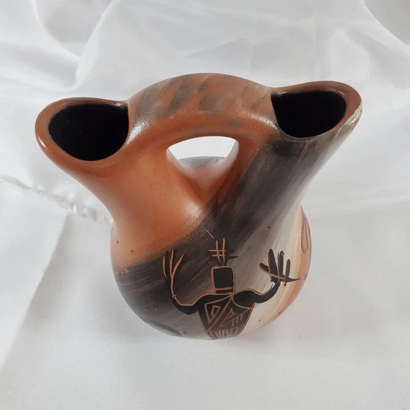 Cedar Mesa Native American Made Pottery Anasazi Rock Art Sandstone Wedding Vase - Picture 9 of 10